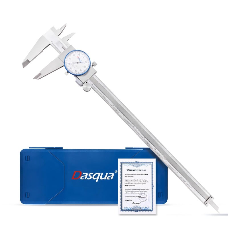 Dasqua 0-12" Dial Caliper Measuring Tool, Double Shock-Proof, Made of Solid Stainless Steel, Accuracy ±0.001", Graduation 0.001", Professional High Precision Caliper for Machinists & Woodworking - Image 1